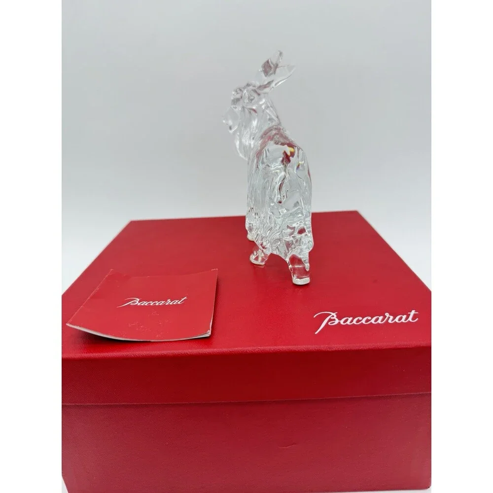 Rare Baccarat Crystal France Clear Long Hair Goat Solid Figurine Sheep Boxed